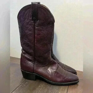 Dan Post Vintage Milwaukee Burgundy Cowboy Western Boots Mens size 9.5